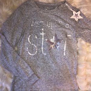 “Wish Upon A Star” Heather Grey Long Sleeve